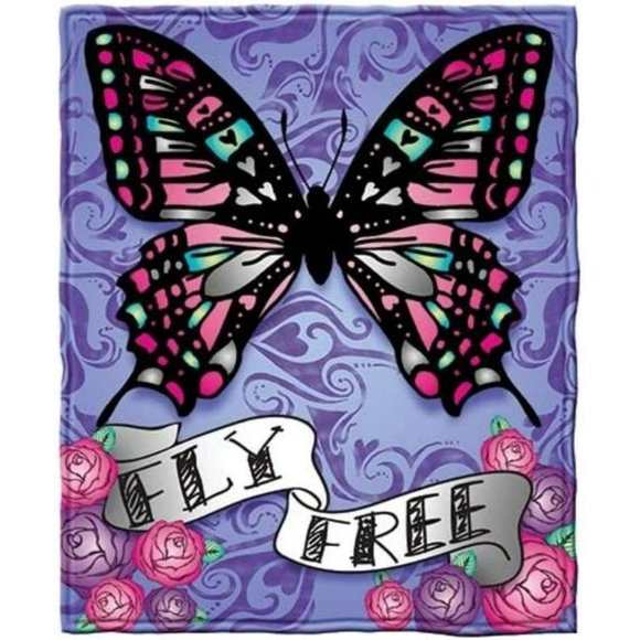 Beautiful Soft & Cozy Colorful Butterfly Fly Free Blanket Fleece Throw 50"x60" - Picture 1 of 4